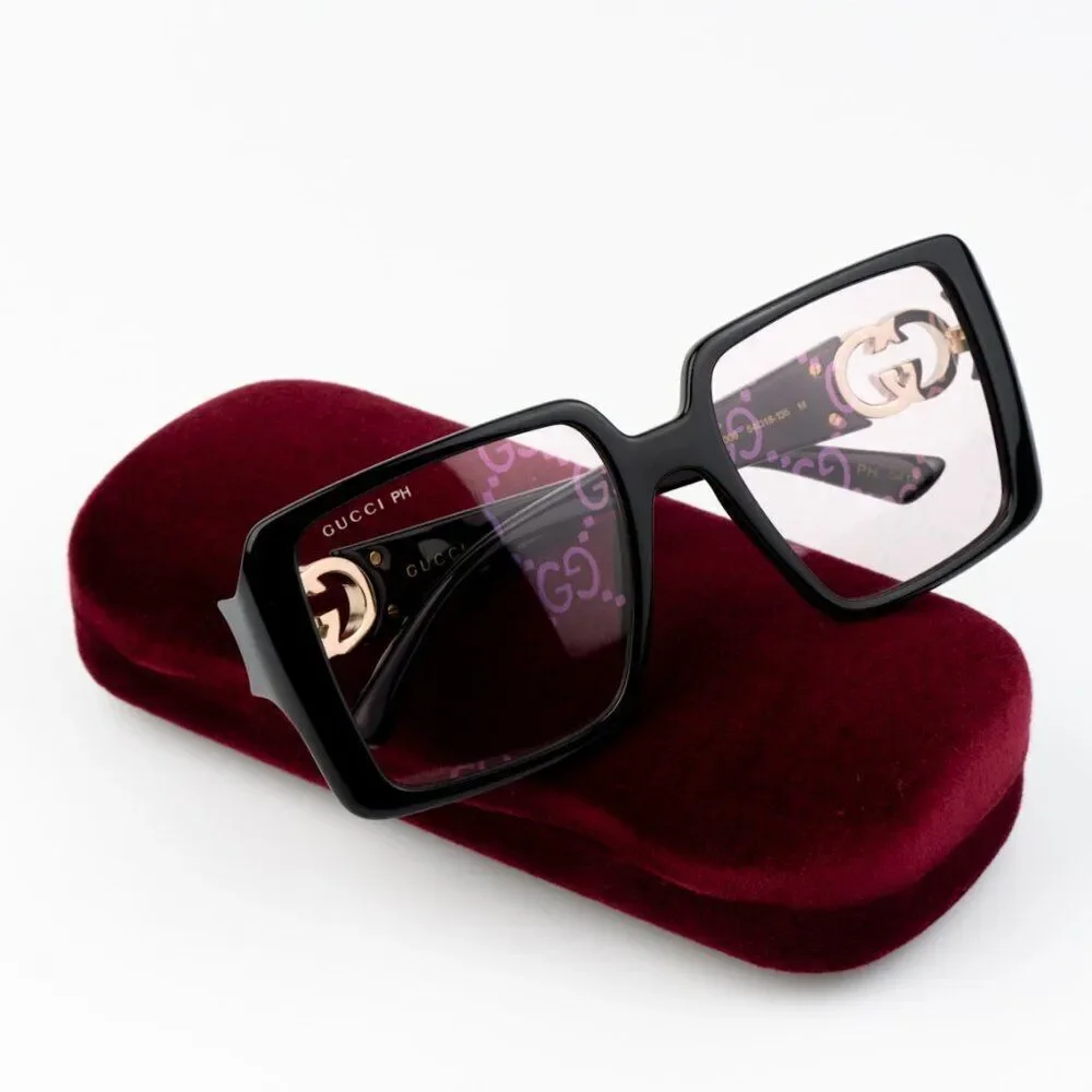 NEW Gucci GG1692S 006 Black Pink Mirror Logo Women Square Sunglasses GG 1692S